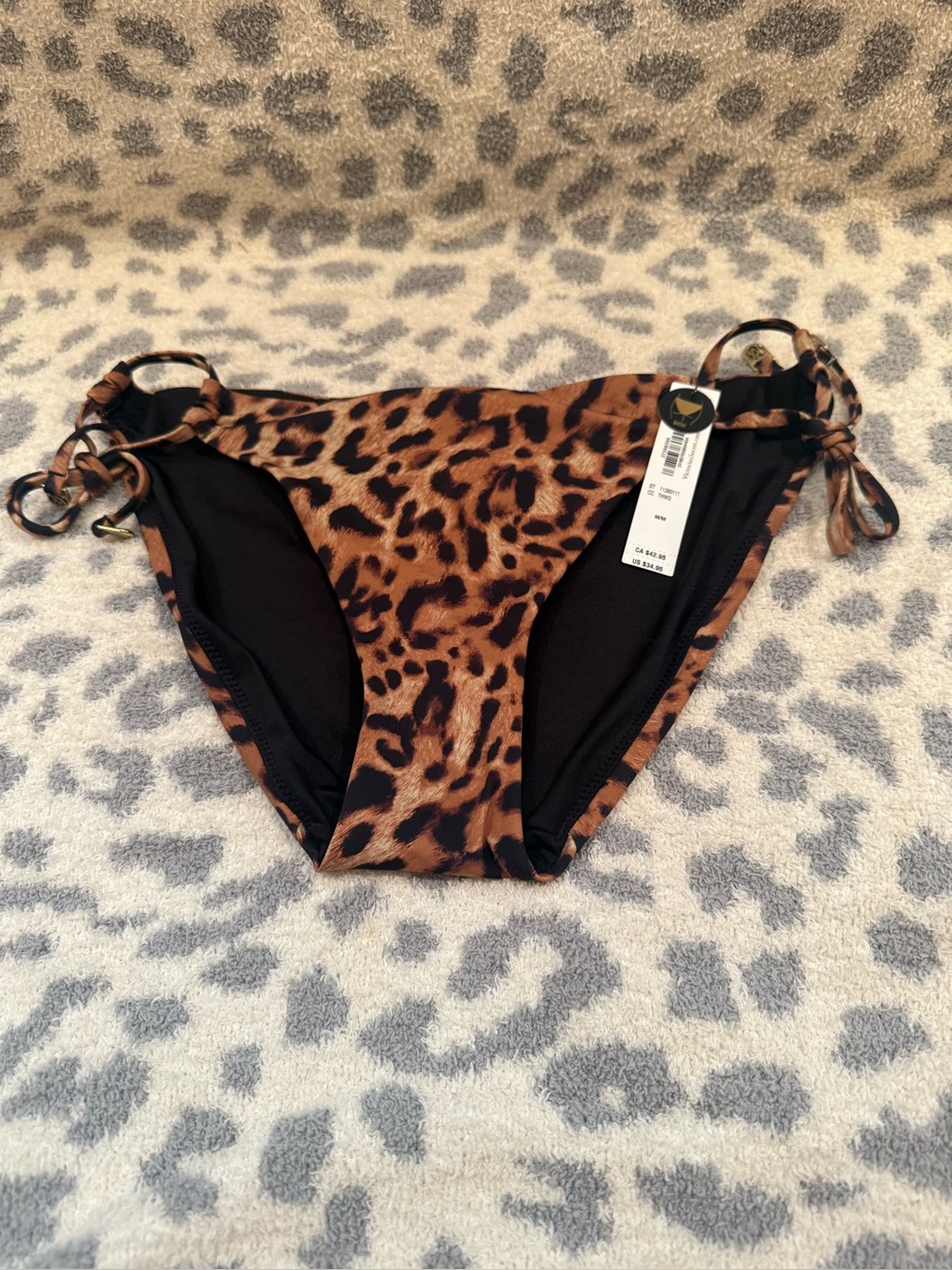 Women’s Victoria’s Secret Swim Leopard Side Tie Bikini Bottom Medium NWT
